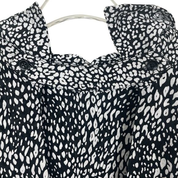 Alice + Olivia Willa Cutout Blouson Sleeve Top Modern Black and White Size Large - Picture 15 of 16
